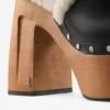 Alida Platform 135: zapatos de tacón con talón abierto en piel de becerro brillante negra con borreguillo Alida Platform 135: zapatos de tacón con talón abierto en piel de becerro brillante negra con borreguillo