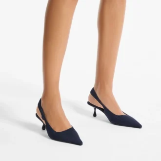 Amel 50 Zapatos de ante azul marino con talón abierto
