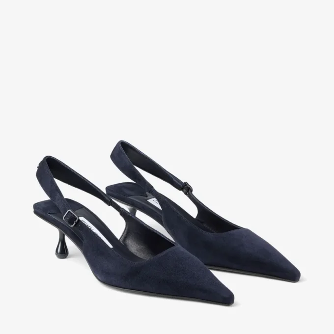 Amel 50 Zapatos de ante azul marino con talón abierto Amel 50 Zapatos de ante azul marino con talón abierto