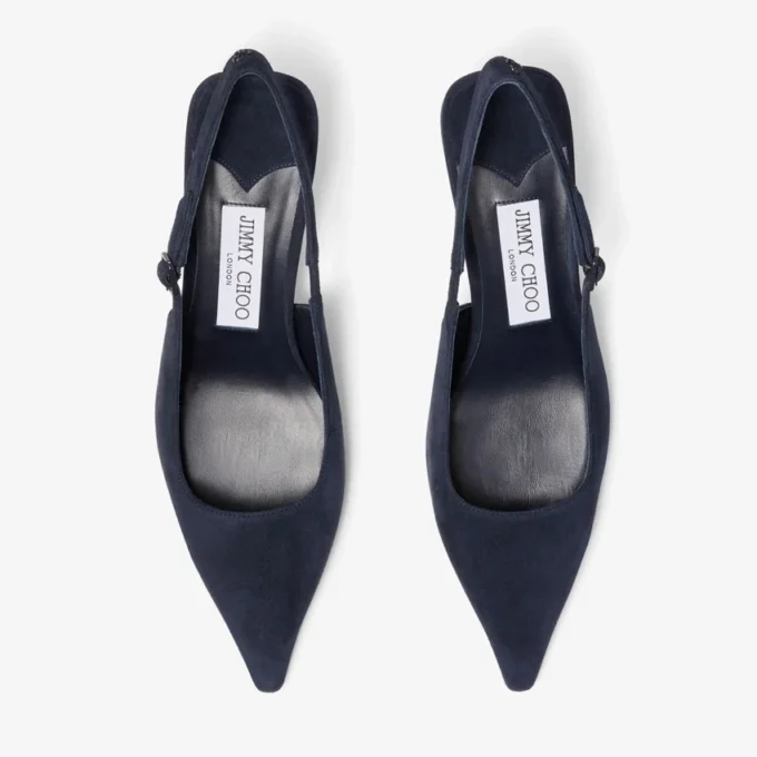 Amel 50 Zapatos de ante azul marino con talón abierto Amel 50 Zapatos de ante azul marino con talón abierto