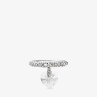 Anillo de corazón Anillo de corazón con acabado plateado y cristales