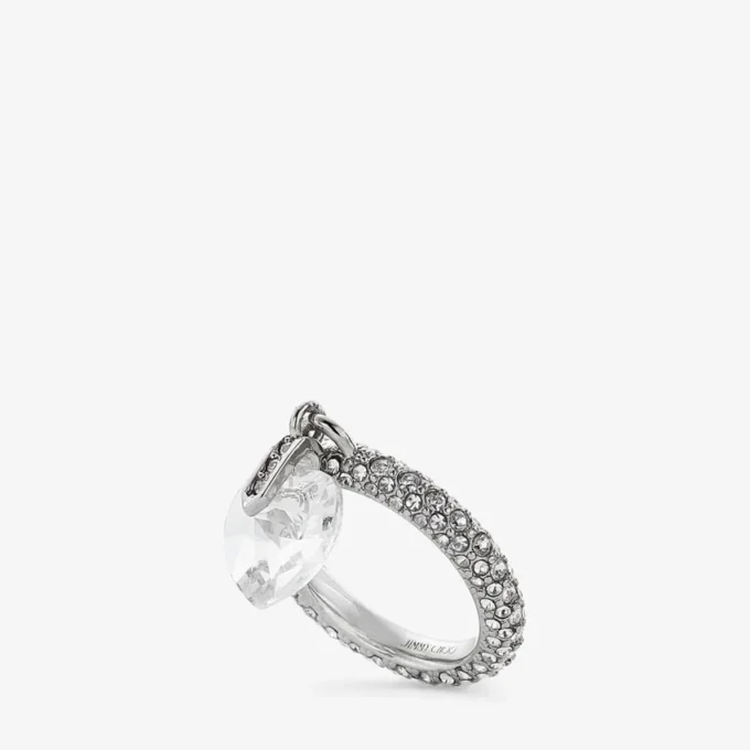 Anillo de corazón Anillo de corazón con acabado plateado y cristales Anillo de corazón Anillo de corazón con acabado plateado y cristales