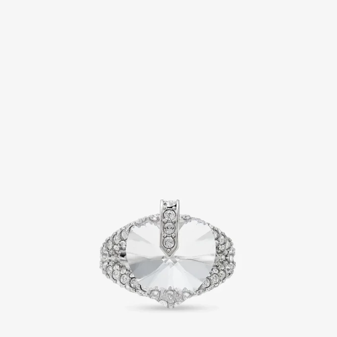 Anillo doble con corazón Anillo doble con corazón y cristales con acabado plateado Anillo doble con corazón Anillo doble con corazón y cristales con acabado plateado