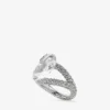 Anillo doble con corazón Anillo doble con corazón y cristales con acabado plateado Anillo doble con corazón Anillo doble con corazón y cristales con acabado plateado