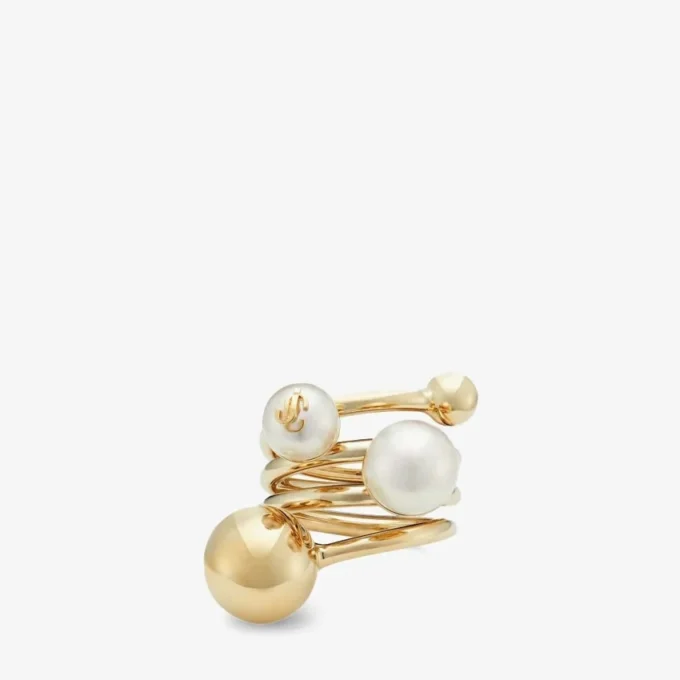 Anillo Jc Multi Pearl: anillo de metal con acabado dorado y perlas Anillo Jc Multi Pearl: anillo de metal con acabado dorado y perlas