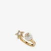 Anillo Jc Star Pearl Anillo de metal con acabado dorado, estrella de cristal y perla