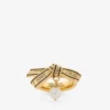 Anillo Ribbon Anillo Ribbon de metal dorado con perla Anillo Ribbon Anillo Ribbon de metal dorado con perla