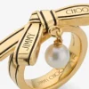 Anillo Ribbon Anillo Ribbon de metal dorado con perla Anillo Ribbon Anillo Ribbon de metal dorado con perla