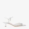 Aren Sling Back 45: sandalias de malla con cristales blancos y charm de perla Aren Sling Back 45: sandalias de malla con cristales blancos y charm de perla