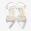 Aren Sling Back 45: sandalias de malla con cristales blancos y charm de perla Aren Sling Back 45: sandalias de malla con cristales blancos y charm de perla