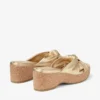 Avenue Wedge 50: sandalias de cuña de napa metalizada dorada Avenue Wedge 50: sandalias de cuña de napa metalizada dorada