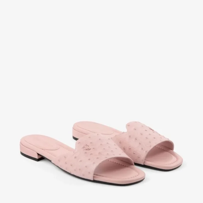 Bailarinas Dina de piel de avestruz rosa Bailarinas Dina de piel de avestruz rosa