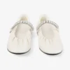 Bailarinas Jade de piel napa suave color latte con tiras de cristales