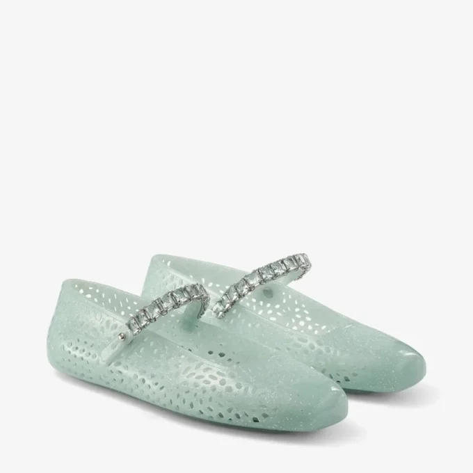 Bailarinas Jelly Light Verde con adornos de cristales