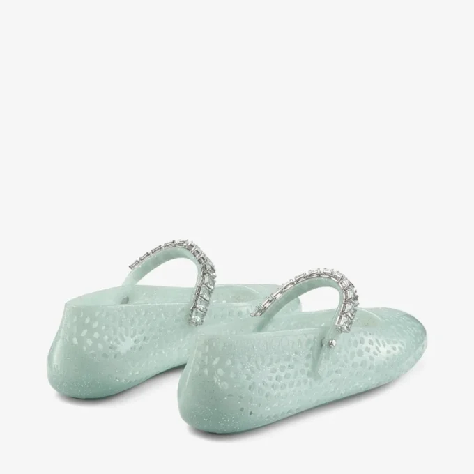 Bailarinas Jelly Light Verde con adornos de cristales