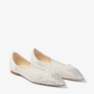 Bailarinas Love en malla degradada blanca con cristales