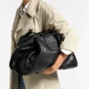 Bar Holdall Bolso de viaje grande de cuero negro estilo Biker