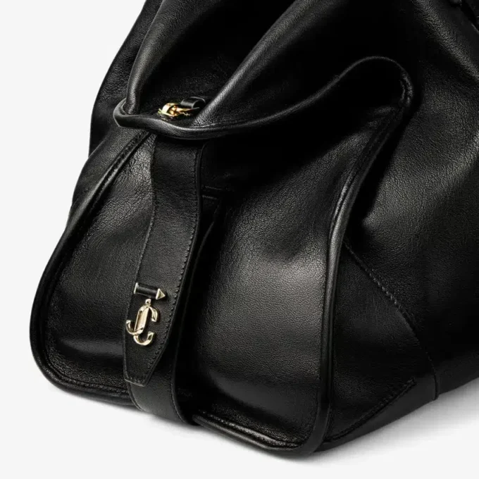 Bar Holdall Bolso de viaje grande de cuero negro estilo Biker