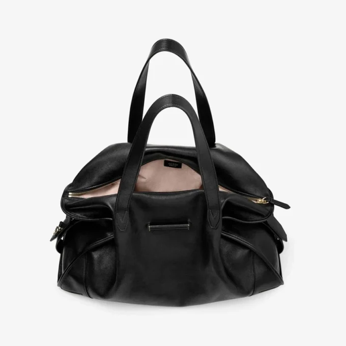 Bar Holdall Bolso de viaje grande de cuero negro estilo Biker