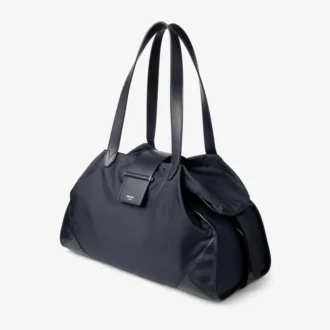 Bar Holdall: bolso de viaje grande de nailon marino con ribetes de piel de becerro lisa