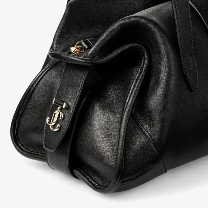 Bar Holdall Bolso de viaje mediano de cuero negro estilo Biker