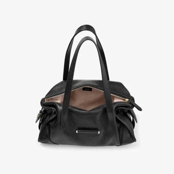 Bar Holdall Bolso de viaje mediano de cuero negro estilo Biker