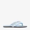 Bay Flat Riviera Blue Mix Sandalias planas de lona deshilachada con motas Bay Flat Riviera Blue Mix Sandalias planas de lona deshilachada con motas