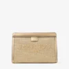 Bolsa Avenue de rafia bordada en dorado y capuchino oscuro metalizado Bolsa Avenue de rafia bordada en dorado y capuchino oscuro metalizado