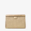 Bolsa Avenue de rafia bordada en dorado y capuchino oscuro metalizado Bolsa Avenue de rafia bordada en dorado y capuchino oscuro metalizado