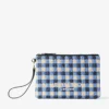 Bolsa plana con cremallera Bolsa con cremallera de rafia a cuadros vichy en azul marino y crudo
