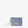 Bolsa plana con cremallera Bolsa con cremallera de rafia a cuadros vichy en azul marino y crudo
