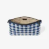 Bolsa plana con cremallera Bolsa con cremallera de rafia a cuadros vichy en azul marino y crudo