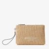 Bolsa plana con cremallera Bolsa con cremallera de rafia natural y color latte Bolsa plana con cremallera Bolsa con cremallera de rafia natural y color latte
