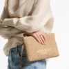 Bolsa plana con cremallera Bolsa con cremallera de rafia natural y color latte Bolsa plana con cremallera Bolsa con cremallera de rafia natural y color latte