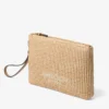 Bolsa plana con cremallera Bolsa con cremallera de rafia natural y color latte Bolsa plana con cremallera Bolsa con cremallera de rafia natural y color latte