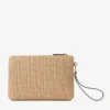Bolsa plana con cremallera Bolsa con cremallera de rafia natural y color latte Bolsa plana con cremallera Bolsa con cremallera de rafia natural y color latte