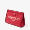 Bolsita Avenue London en rafia y piel bordadas en rojo rubí y dorado claro Bolsita Avenue London en rafia y piel bordadas en rojo rubí y dorado claro