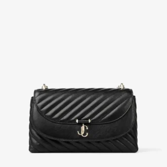 Bolso bandolera Curve mediano en piel Biker acolchada negra
