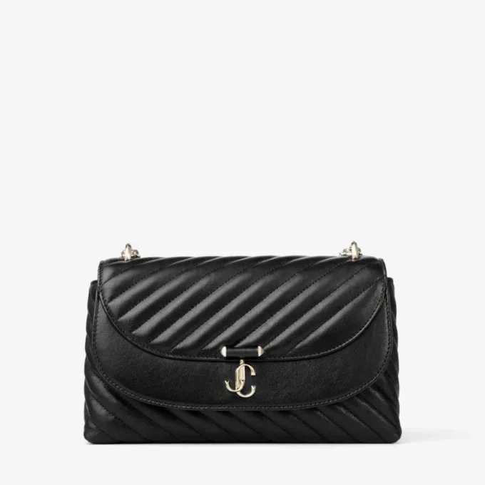 Bolso bandolera Curve mediano en piel Biker acolchada negra