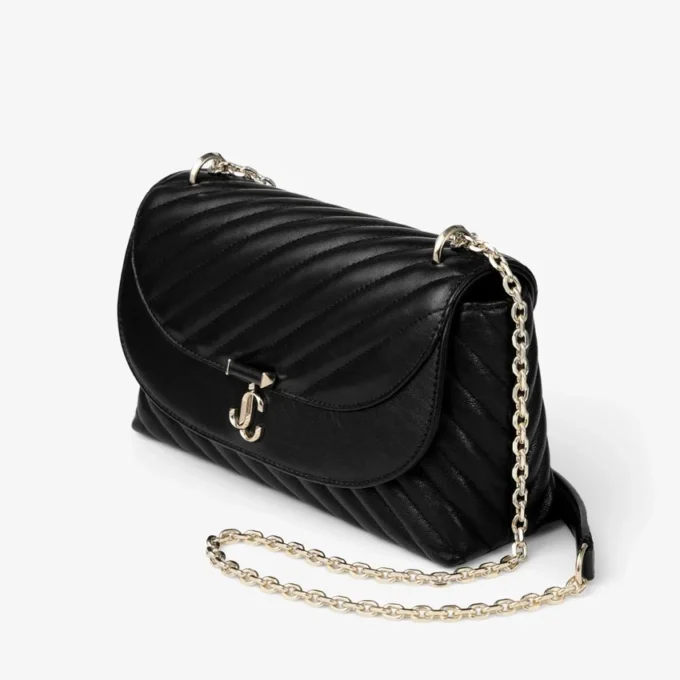 Bolso bandolera Curve mediano en piel Biker acolchada negra