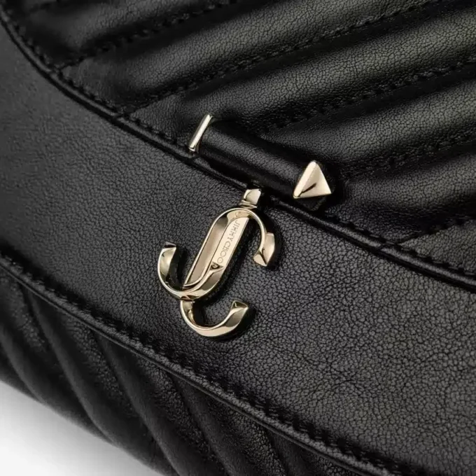 Bolso bandolera Curve mediano en piel Biker acolchada negra