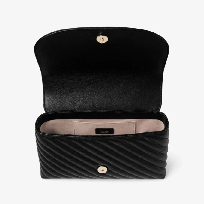 Bolso bandolera Curve mediano en piel Biker acolchada negra