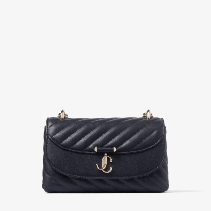 Bolso bandolera Curve pequeño Bolso bandolera de piel Biker acolchada en color marino