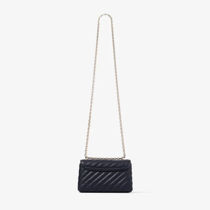Bolso bandolera Curve pequeño Bolso bandolera de piel Biker acolchada en color marino