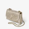 Bolso bandolera Curve pequeño de ante dorado brillante con cristales Hotfix Bolso bandolera Curve pequeño de ante dorado brillante con cristales Hotfix