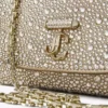 Bolso bandolera Curve pequeño de ante dorado brillante con cristales Hotfix Bolso bandolera Curve pequeño de ante dorado brillante con cristales Hotfix