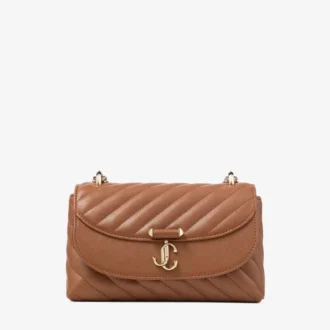 Bolso bandolera Curve pequeño de cuero Biker acolchado color tostado