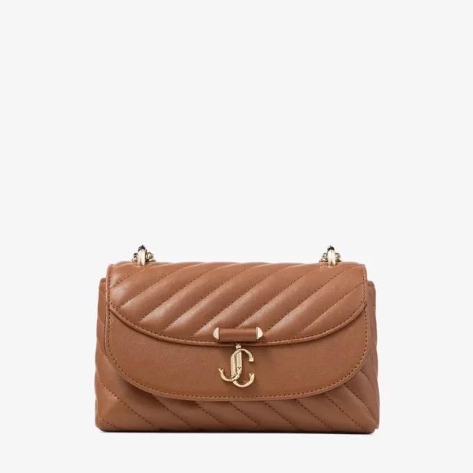 Bolso bandolera Curve pequeño de cuero Biker acolchado color tostado Bolso bandolera Curve pequeño de cuero Biker acolchado color tostado