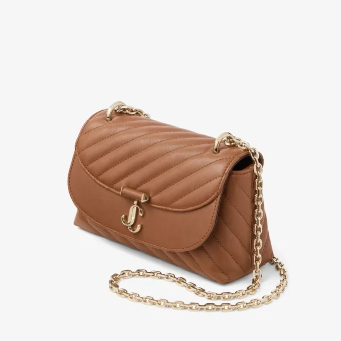 Bolso bandolera Curve pequeño de cuero Biker acolchado color tostado Bolso bandolera Curve pequeño de cuero Biker acolchado color tostado