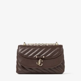 Bolso bandolera Curve pequeño en piel Biker acolchada color chocolate